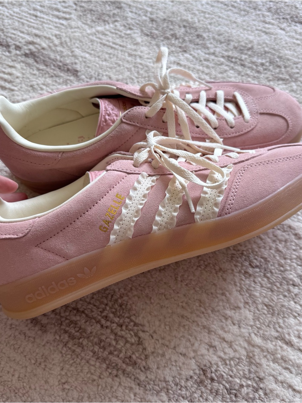adidas Gazelle Sneakers in Pink and Cream - Picture 4 of 8